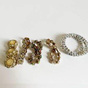 Lot of 5 women’s bracelets BLING elastic trendy gem